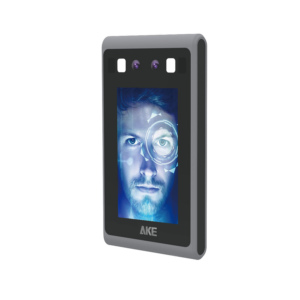AKE face recognition access control terminal with 4.3-inch touch screen, dual cameras, IC card and PIN authentication