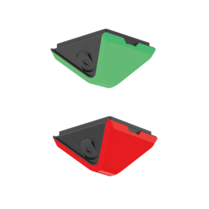 AKE PVD30 parking guidance cameras, front view, with green indicator lights for vacant spaces and red indicator lights for occupied spaces
