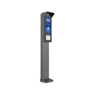 AKE Parking ANPR parking system controller 45-degree view with LCD display and fill light