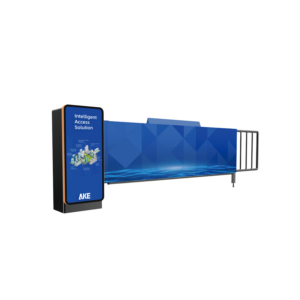 Automatic boom barrier system with fabric advertising light box for parking entrance