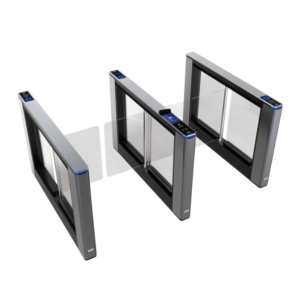 AKE swing barrier gate turnstile with stainless steel body and transparent acrylic swing gate arm for indoor access control