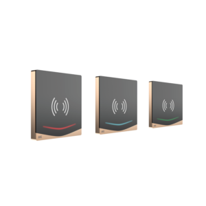 AKE access control entry system controller models with RFID reader icons and status lights