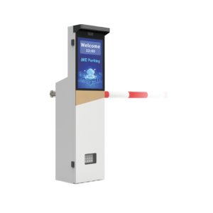 All-in-one automatic boom barrier system with LPR camera, LCD screen, white cabinet and barrier arm