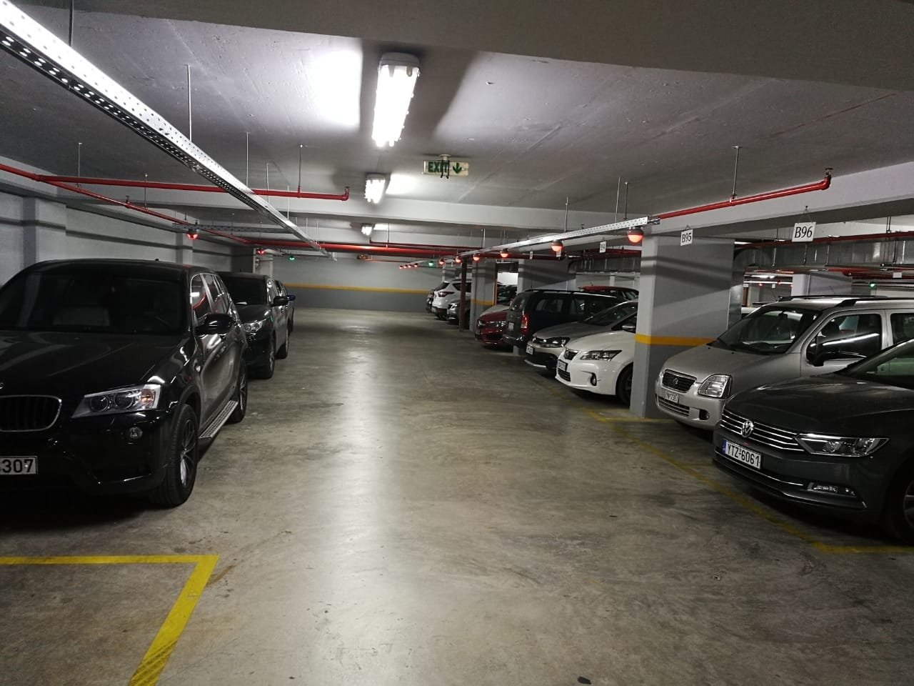 Parking aisles and guidance displays at Kronos Parking